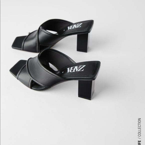 ZARA Soft Leather Heeled Sandals - Picture 1 of 7